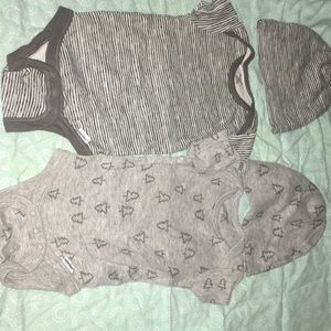2 matching onesie and hat set